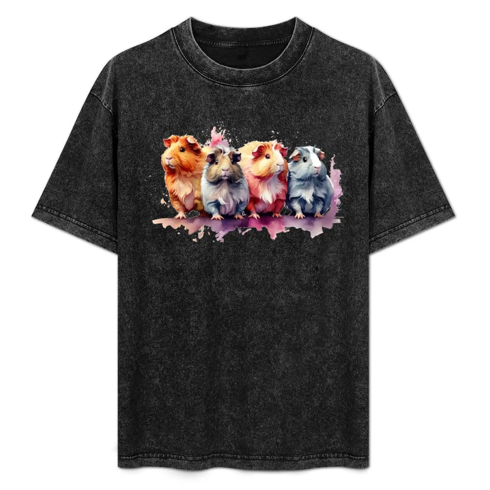 

Four guinea pigs as watercolor T-Shirt Plus Size Summer Casual T-Shirt