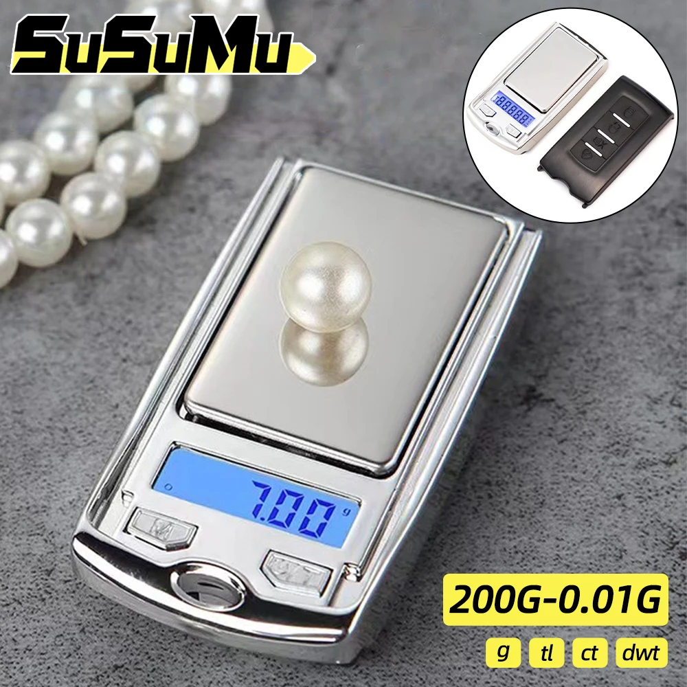 Portable Mini Digital Pocket Electronic Gram 200g 0.01g Precision for Gold Sterling Jewelry Food Electronic Scale Car Key Shape