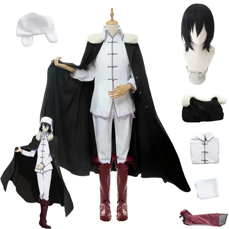 Anime Bungo Stray Dogs Dead Apple Fayodor D Dostoyevsky Cosplay Costume Wig Hat Suit Shoe Cover Fyodor Mikhailovich Dostoevsky