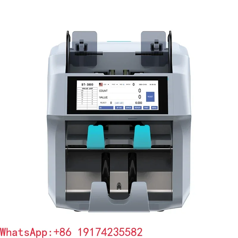ST-3820 2 CIS Full Touch Screen Bank Grade CE Certified Money Counting Machine Built-in Printer Two Pockets Bill Counter