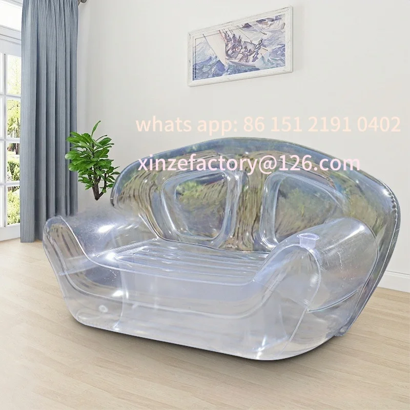 

Customizable Transparent PVC Inflatable Sofa, Double Sofa Chair, Living Room Leisure Backrest Sofa Garden Inflat