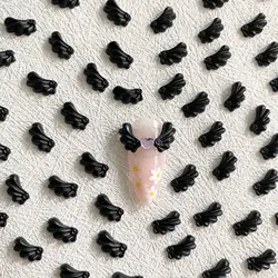 50Pcs Black White Angel Wings Nail Art Decors Left/right Resin Nails Charms Symmetrical Fly Wing Part Dark Manicure Accessories