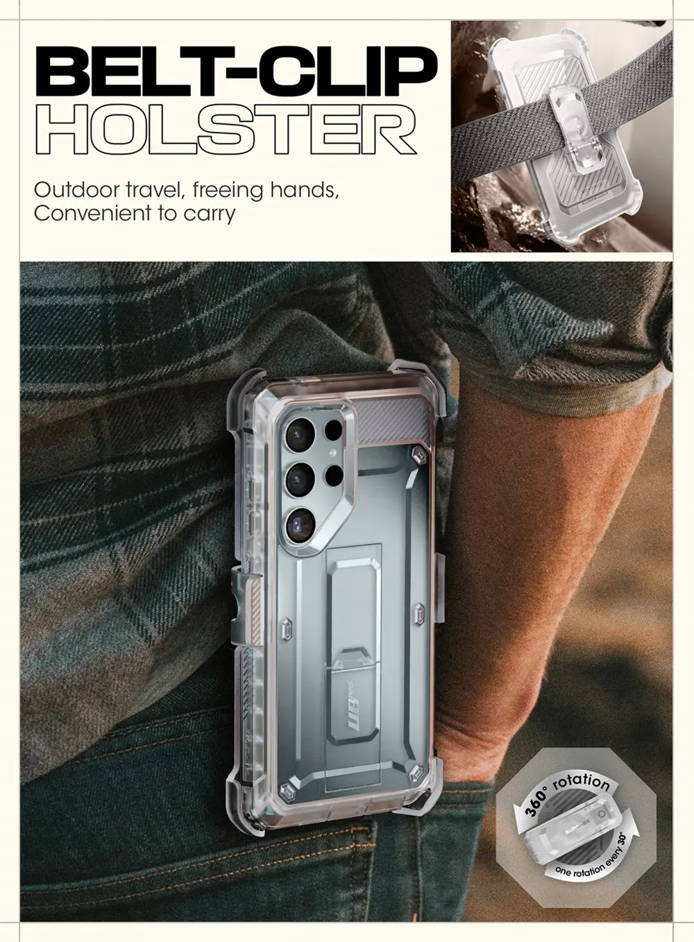For Samsung Galaxy S24 Ultra Case 2024 SUPCASE UB Pro Full-Body Dual Layer Rugged Belt-Clip Case with Built-in Screen Protector