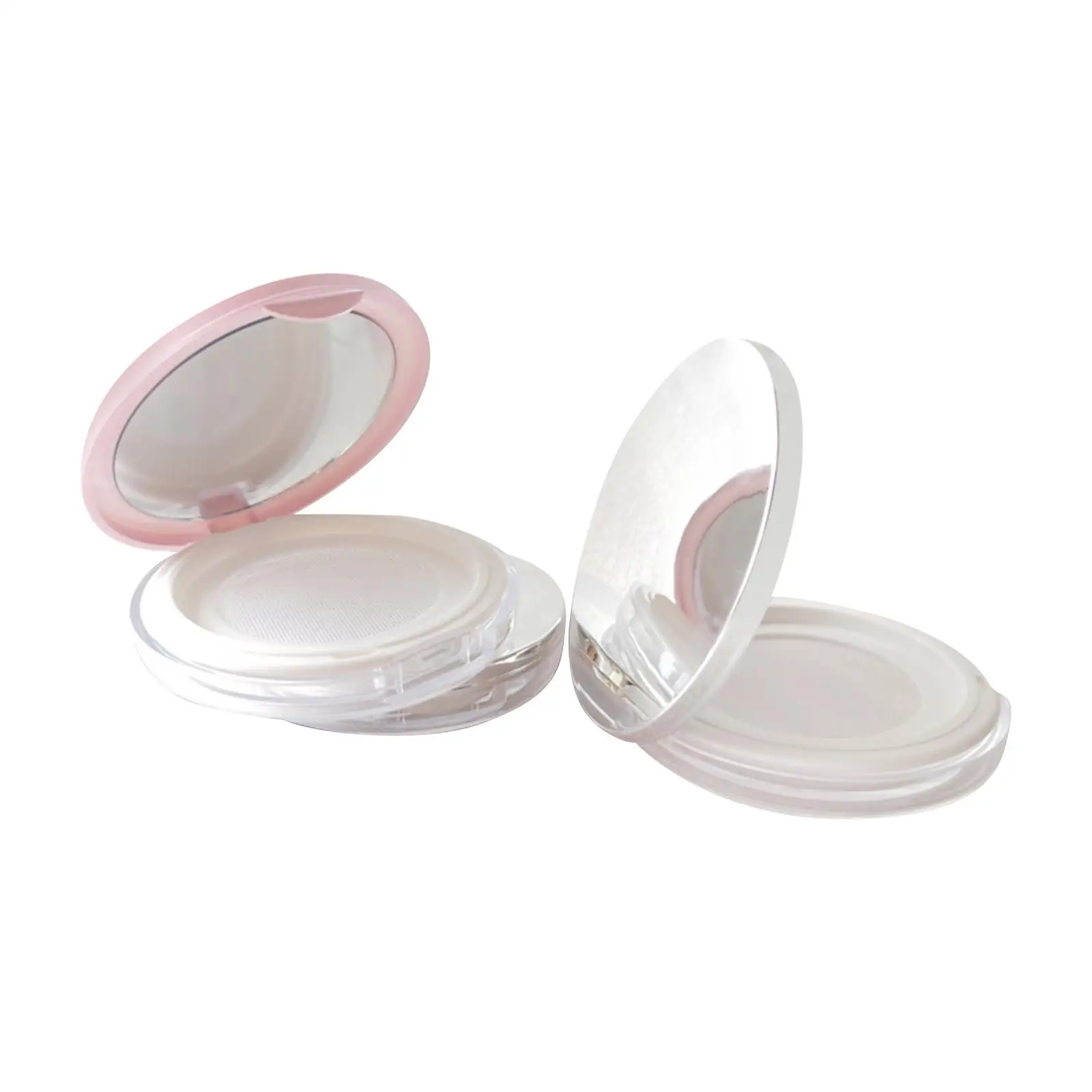 Portable Empty Cosmetic Container Makeup Loose Powder Case Compact Refillable Box with Mirror and Puff for DIY Powder