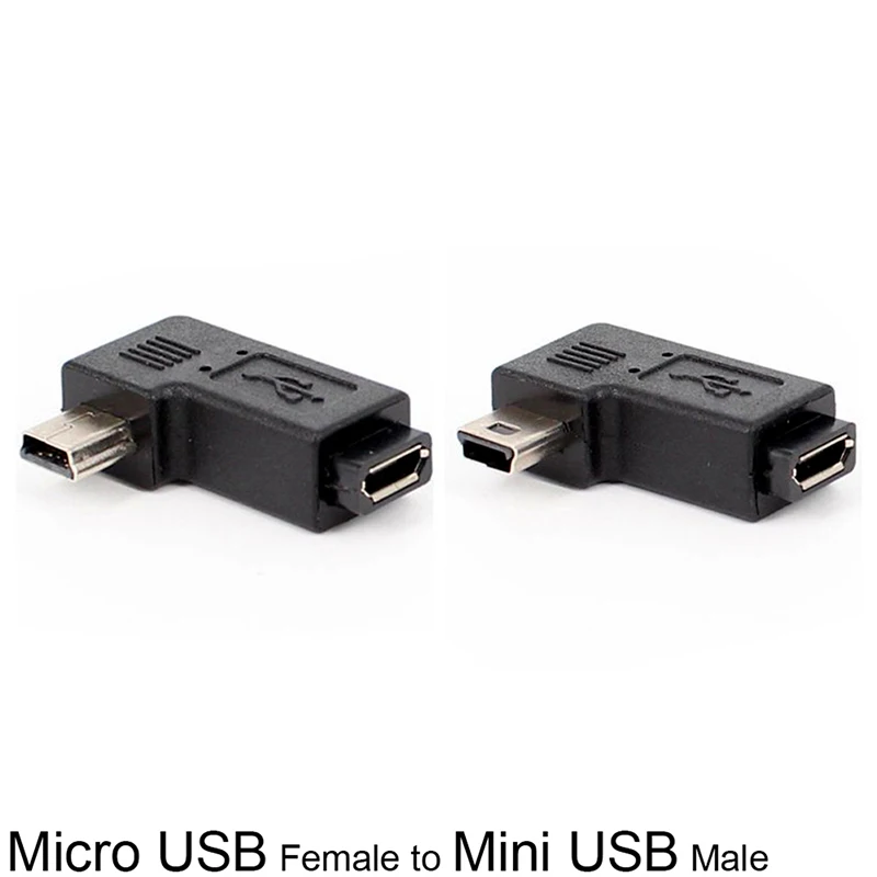 90 Degree Right Left Angle Mini USB Type A Male To Micro USB Female Adapter