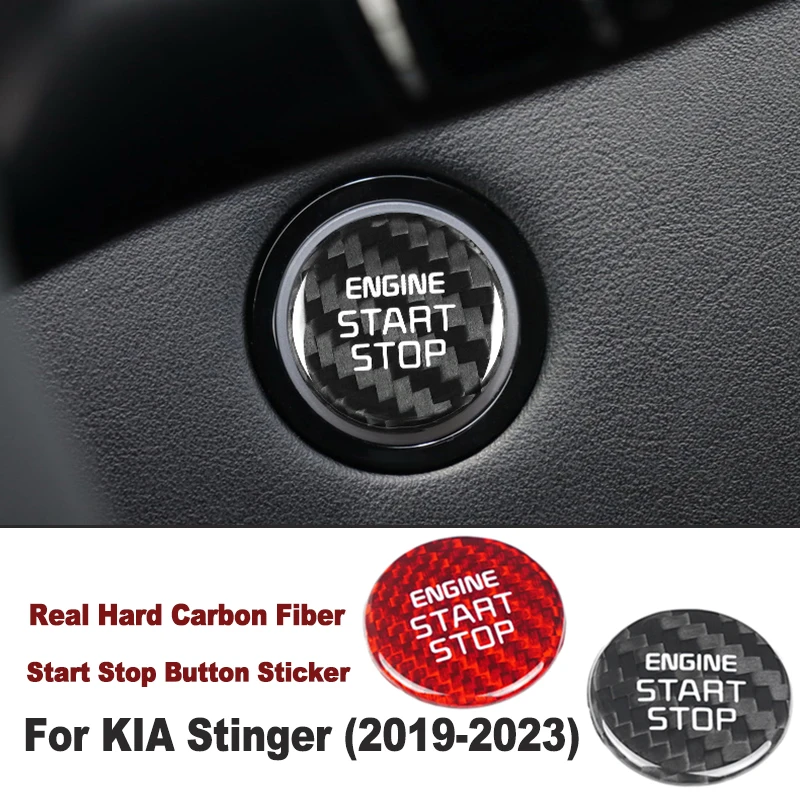 

Real Hard Carbon Fiber Car Sticker For Kia Stinger 2019 2020 2021 2022 2023 Accessories Car Engine Start Stop Button Cover Trim