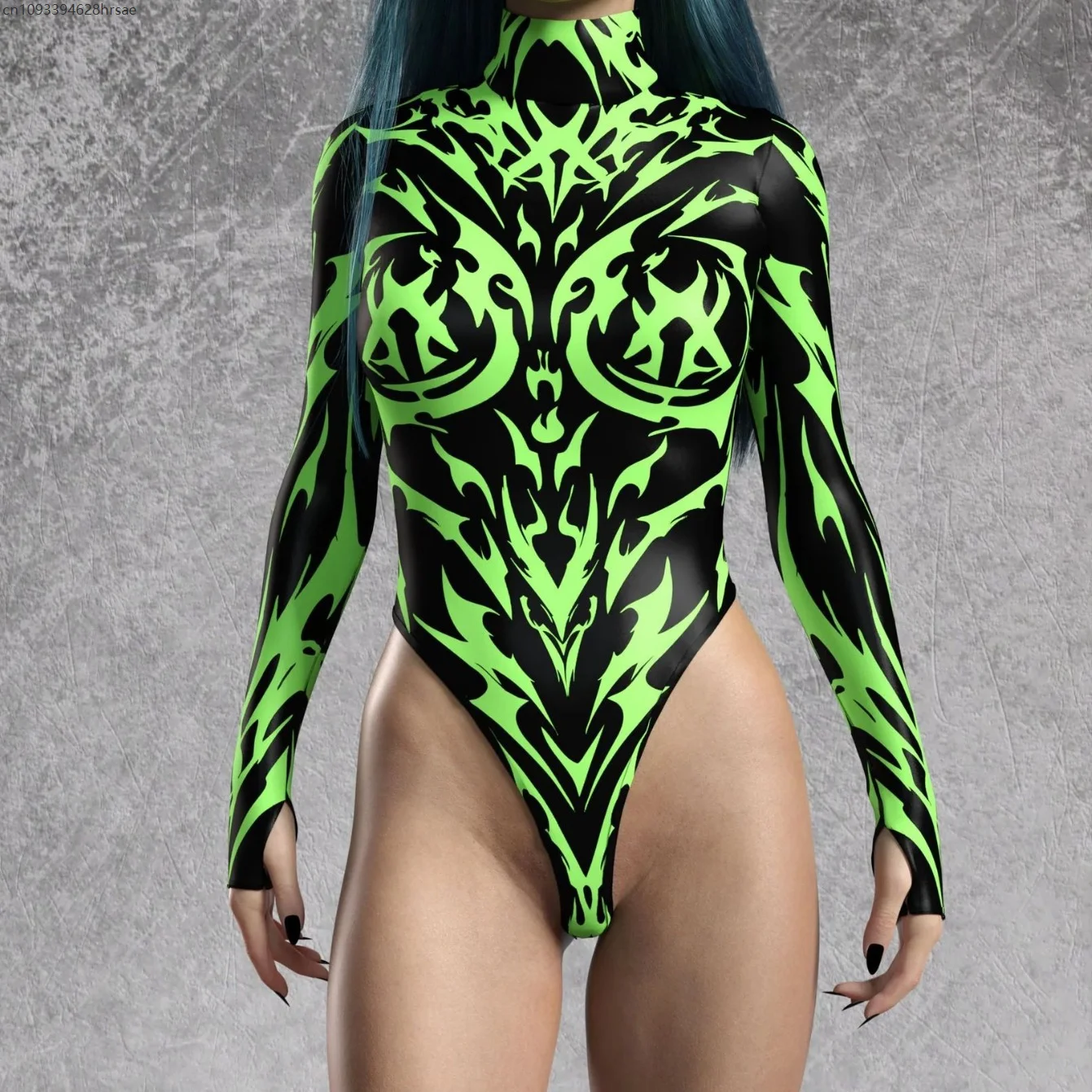 Необычный комбинезон в полоску Cyber Art, праздничный купальник в стиле панк, боди с высокой вилкой, пляжный купальник на молнии с длинными рукавами, купальный костюм