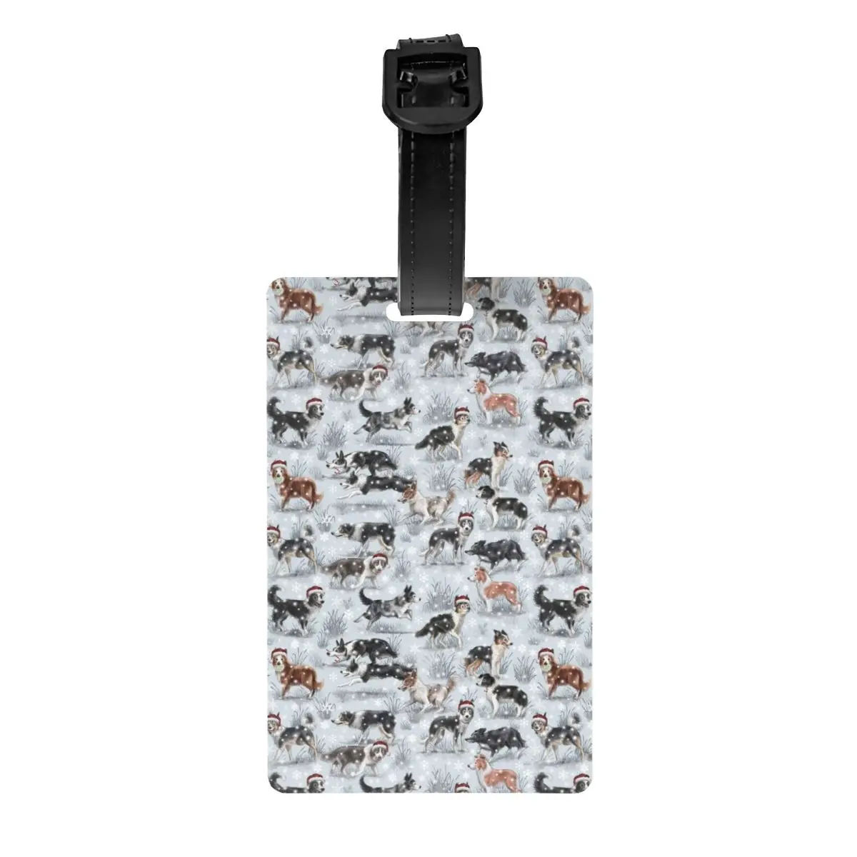 Étiquette de bagage personnalisée pour chien Border Collie, étiquette d'identification, couverture de confidentialité, animal de compagnie, Noël mignon, valises