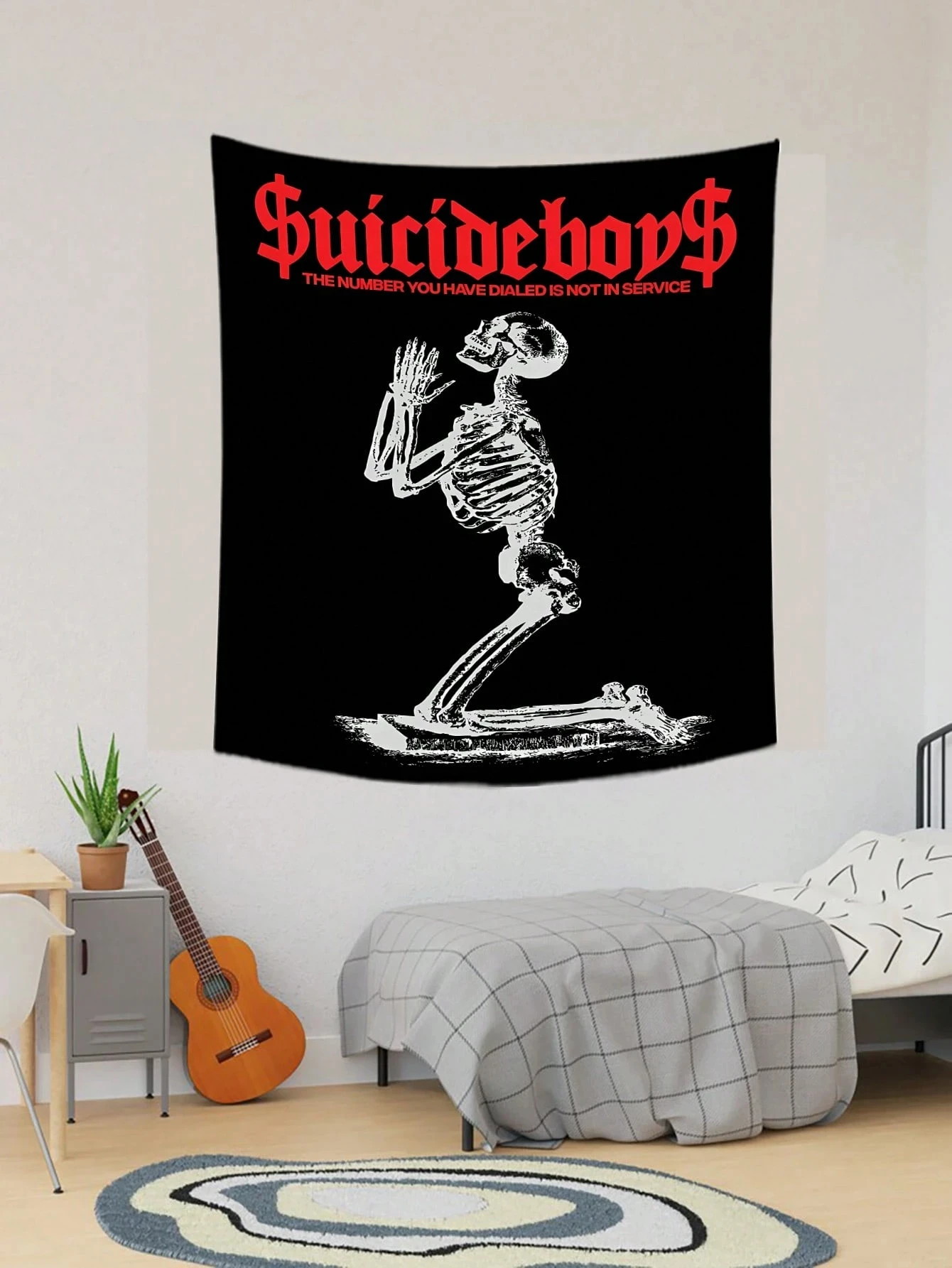 Terror Skeleton Tapestry Suicide Music Boy Tapestry Suitable For Bedroom Room Decoration Items Tapestry Wall Cloth Wall Carpet