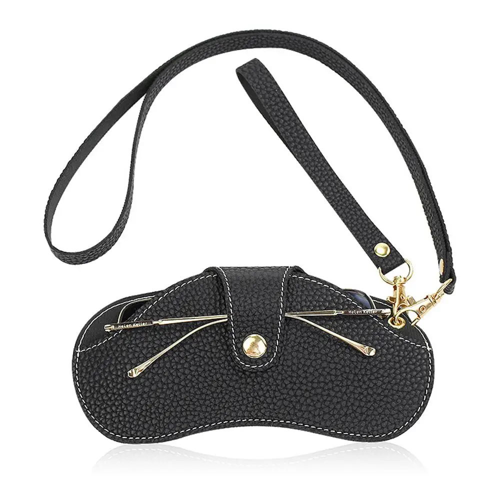 

Glasses Female With Buckle Male Hanging Neck Wrist Sunglasses Pouch Eyewear Protector Eyewear Pouch PU Leather Glasses Case