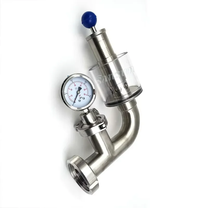 Sanitary Stainless Steel Male Nut Tri Clamp Beer Spunding Valve with Gauge