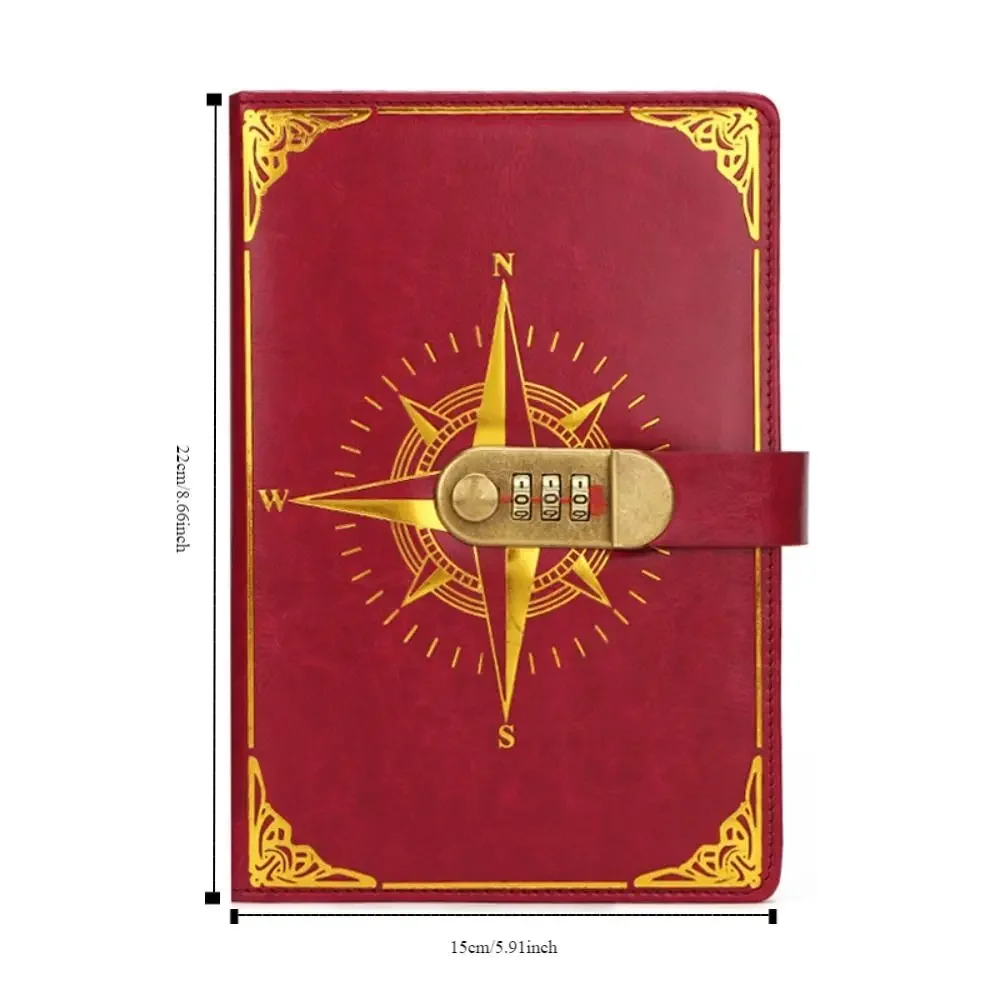 Creative A5 Retro Notebook Thickened Diary Password Lock Notebook Stationery Handbook Vintage Codebook School