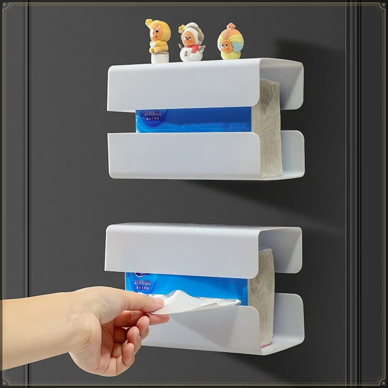 Magnetic Wall-Mounted Type Refrigerator Storage Box PP Material Non-punching Multi-purpose Simple Style Kitchen Storage Rack
