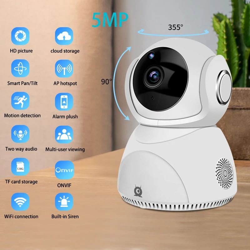 

5MP Mini Wifi IP Camera 3MP Auto Tracking Nightvision Two Way Audio Motion Detection Security Wireless Camer Baby Monitor V380