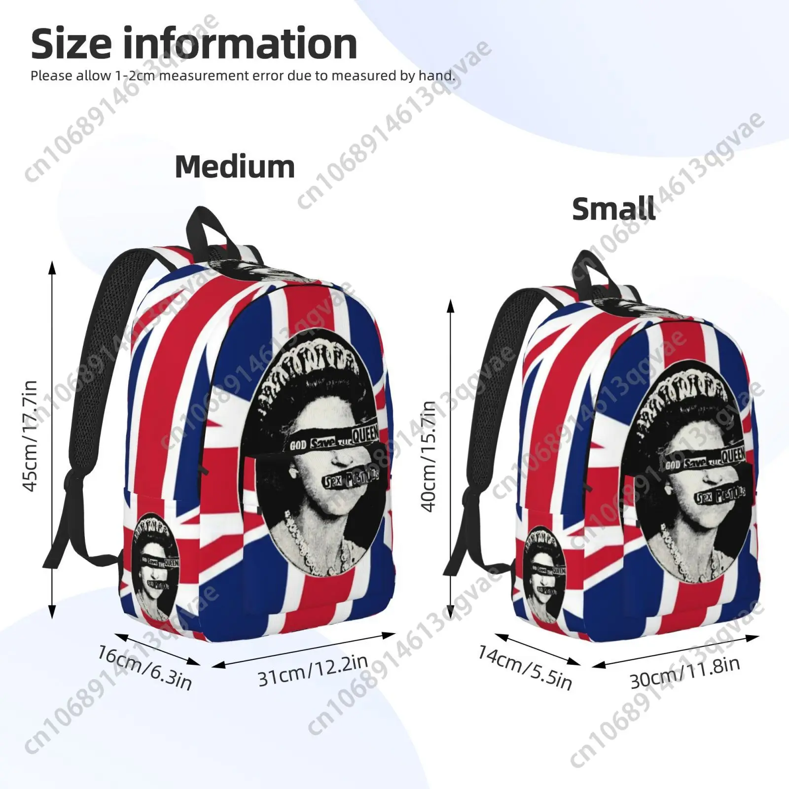 Sex Pistols UK Punk Rock Band Custom Canvas Lightweight Backpack Fashion Durable Student Men Women Business Daypack