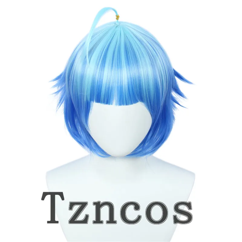 

Tzncos Movie Bubble Cosplay Wig Short Light Blue Heat Resistant Synthetic Hair Uta