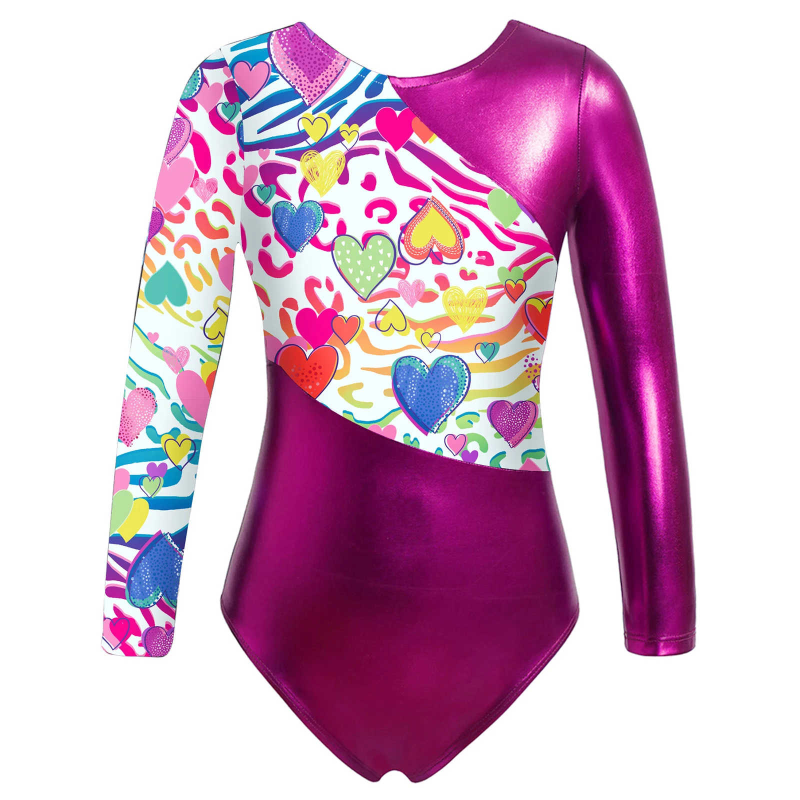 Gymnastics Leotard for GirlsMetallic Printed Long Sleeves Skating Jumpsuit  Kids Ballet Dance Leotard Children Ballerina Clothes