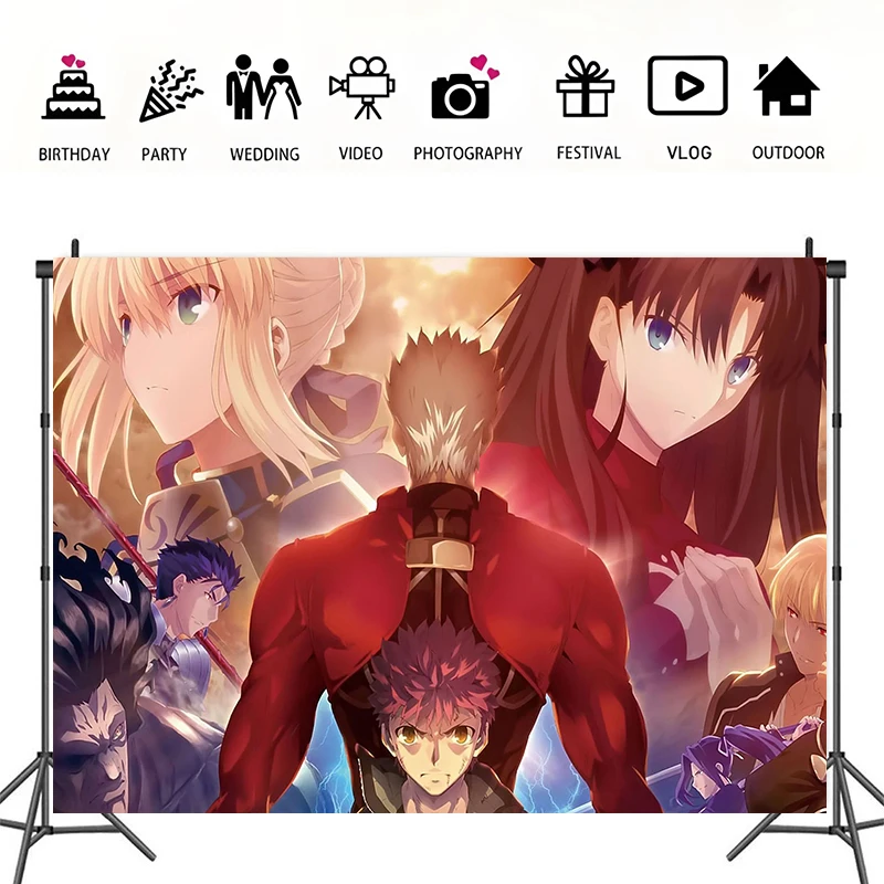 Fate/stay night Backdrop Boy Birthday Party Supplies Banner room Decoration Background Photography