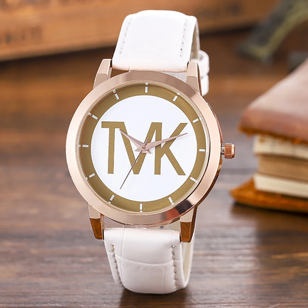 Simple 2024 New TVK Brand Women's Quartz Watch Fashion Black Leather Women Clock Watches Casual Business Gift Wristwatch