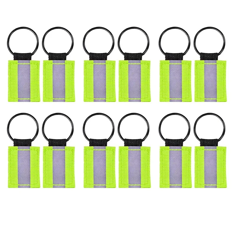 12Pcs Reflective Keychain High Visibility Reflective Tags Reflective Pendants For Backpack Purse Dog Collar