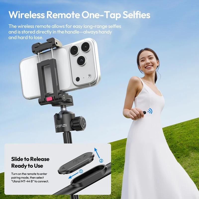 ​Ulanzi MT-44 B Statyw Selfie 2w1 do Aparatów i Smartfonów, Zdjęcia z Dwoma Aparatami, Przenośny Statyw Selfie do Podróży na Zewnątrz — zdjęcie produktu 5