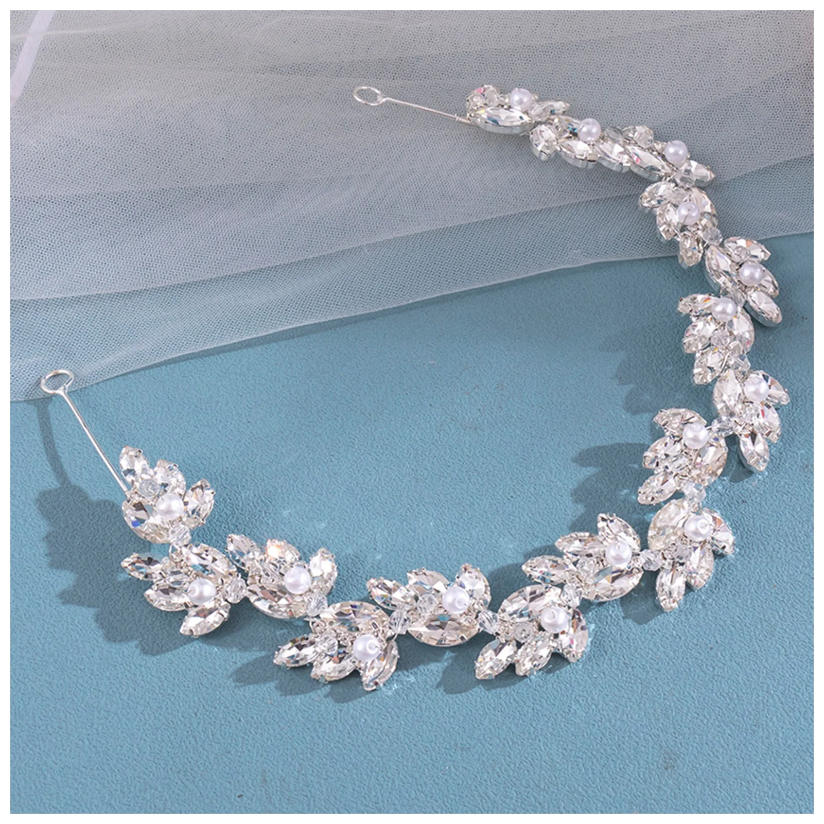 

Bridal Flower Dazzling Weaving Headband Hair Accessories with Dazzling Rhinestones for Banquet Wedding Masquerade