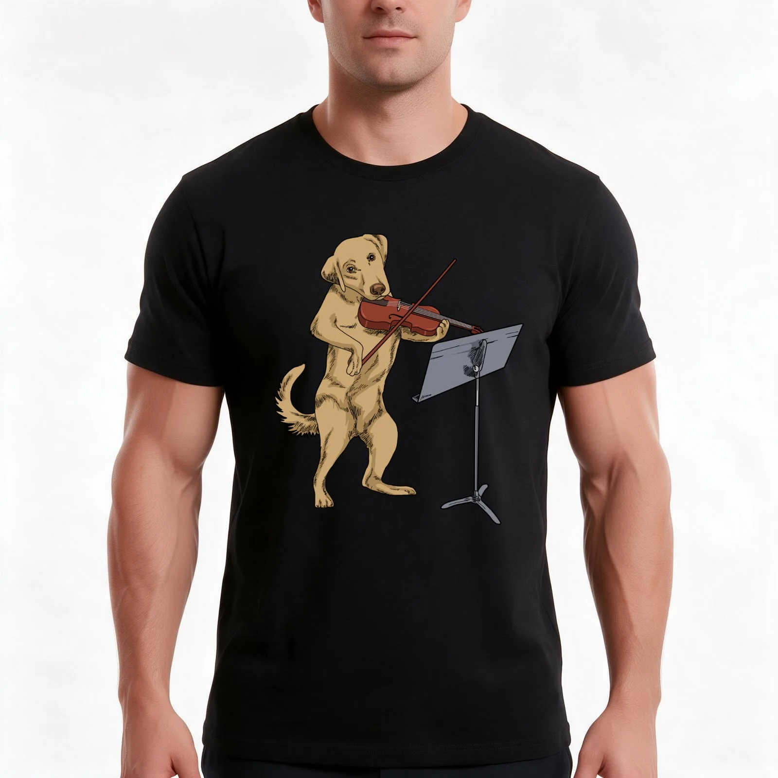 Violin Gifts Violin Dog Viola Labrador Violinist Gift T-Shirt, Summer Casual Cotton Tee, Oversized Streetwear Tops, 100% Cotton