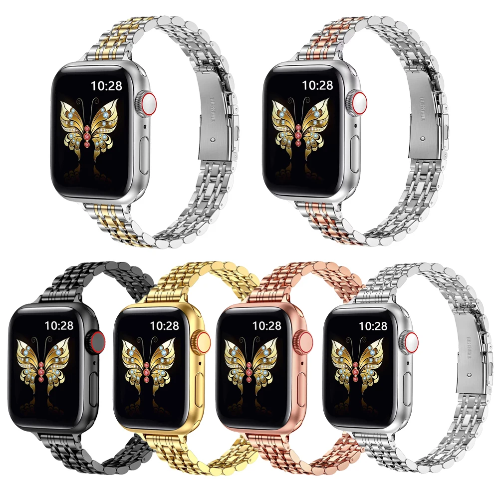

Ремешок из нержавеющей стали для Apple Watch, ремешок 44 мм, 45 мм, 40 мм, 38/42 мм, 41 мм, металлический браслет ultra 49 мм iwatch Series10 9 8 7 6 SE 5 4