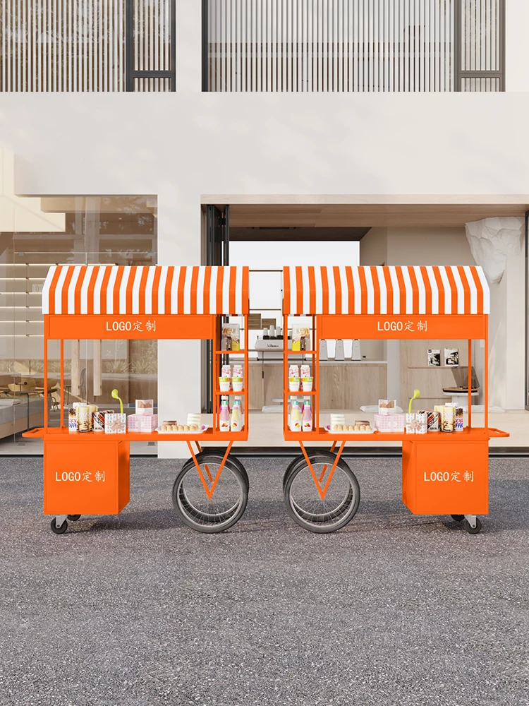 Float Market Booth Rack Sales Promotion Cart Pedestrian Street Outdoor Stall Trolley Night Market Mobile Snack Cart