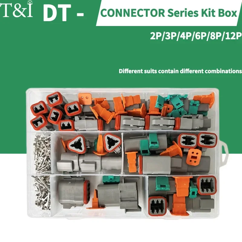 

250Pcs Deutsch DT Series Kit DT06-2/3/4/6/8/12S&DT04-2/3/4/6/8/P Automotive Sealed Plug with Pins Box Waterproof Wire Connector