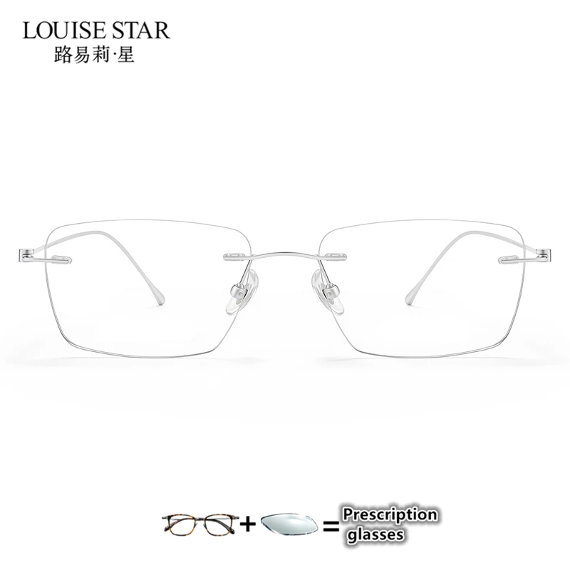Pure Titanium Rimless Prescription Glasses Custom Myopia Astigmatism Anti‑Blue Light Optical Frameless Eyeglasses for Men Women