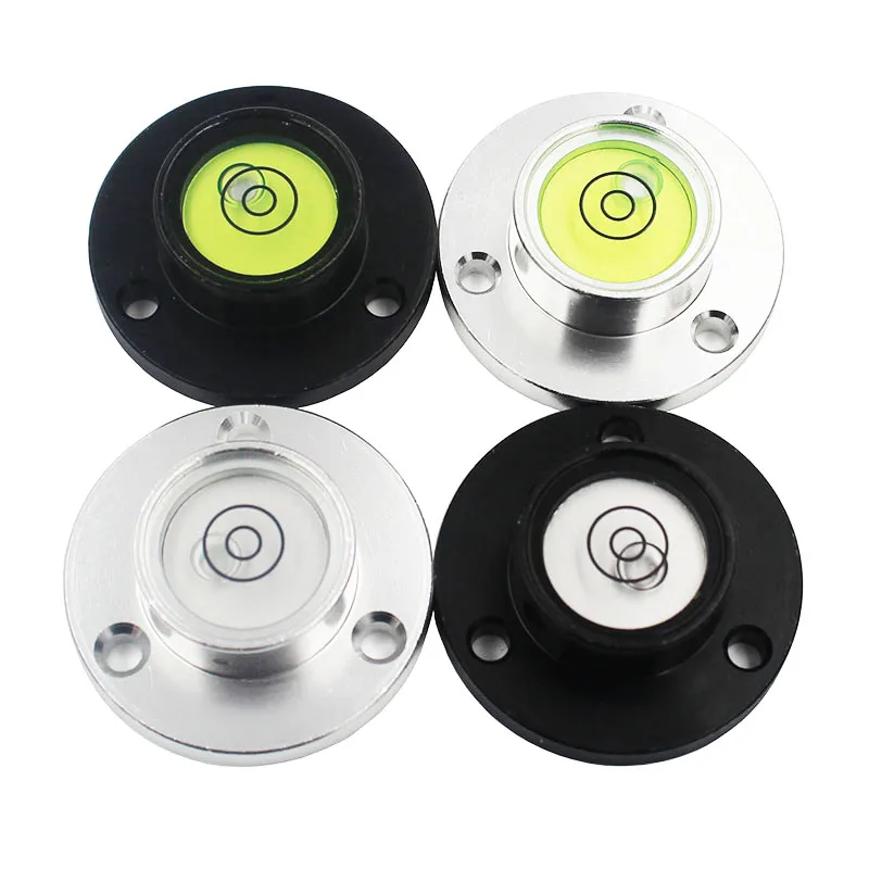 Universal Round Spirit Level Bubble Bead Metal Glass Inclinometer with Installation Base Diameter 34mm 1PCS