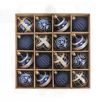 16PCs Christmas Ball Set 6cm Color Plated Christmas Tree Pendant Decorations Navy Blue Red Rose Gold White Modern Handcrafted