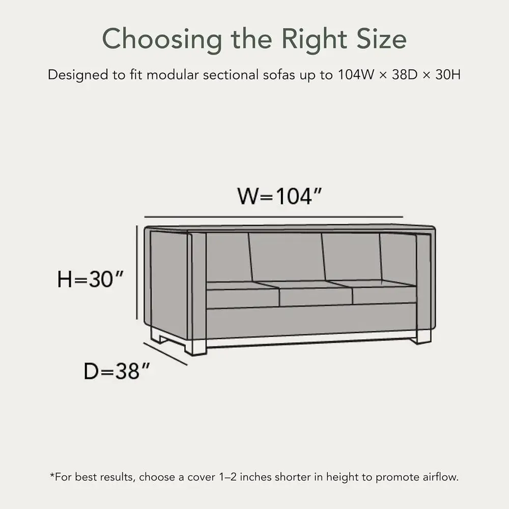Covermates ular Sectional Soa Cover - Premium Polyester, Weather Resistant, Dcord Hem, Seating and Chair Covers, 104W x 38D x 30