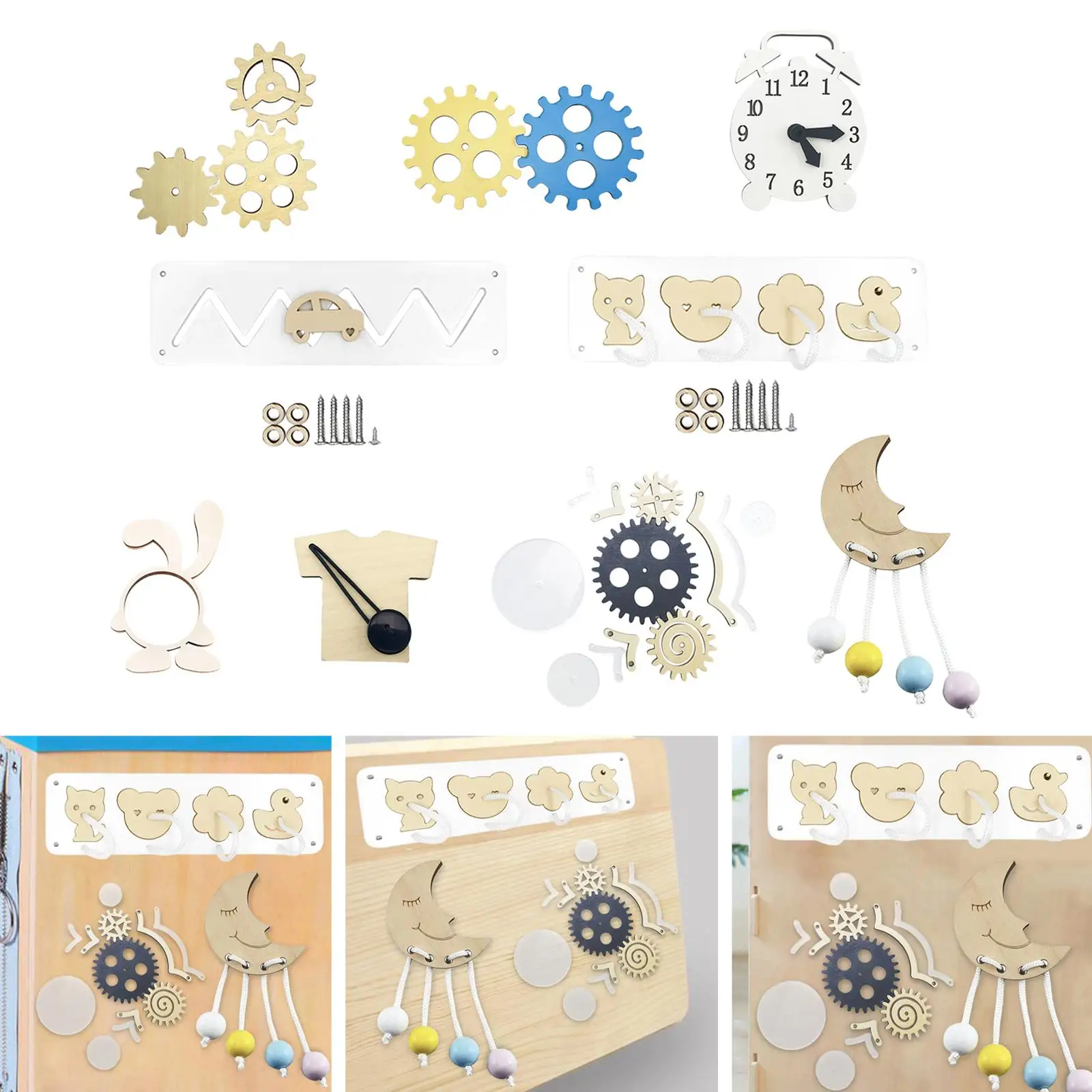 Papan Sibuk Kayu DIY Aksesori Mainan Keterampilan Belajar Perkembangan Montessori