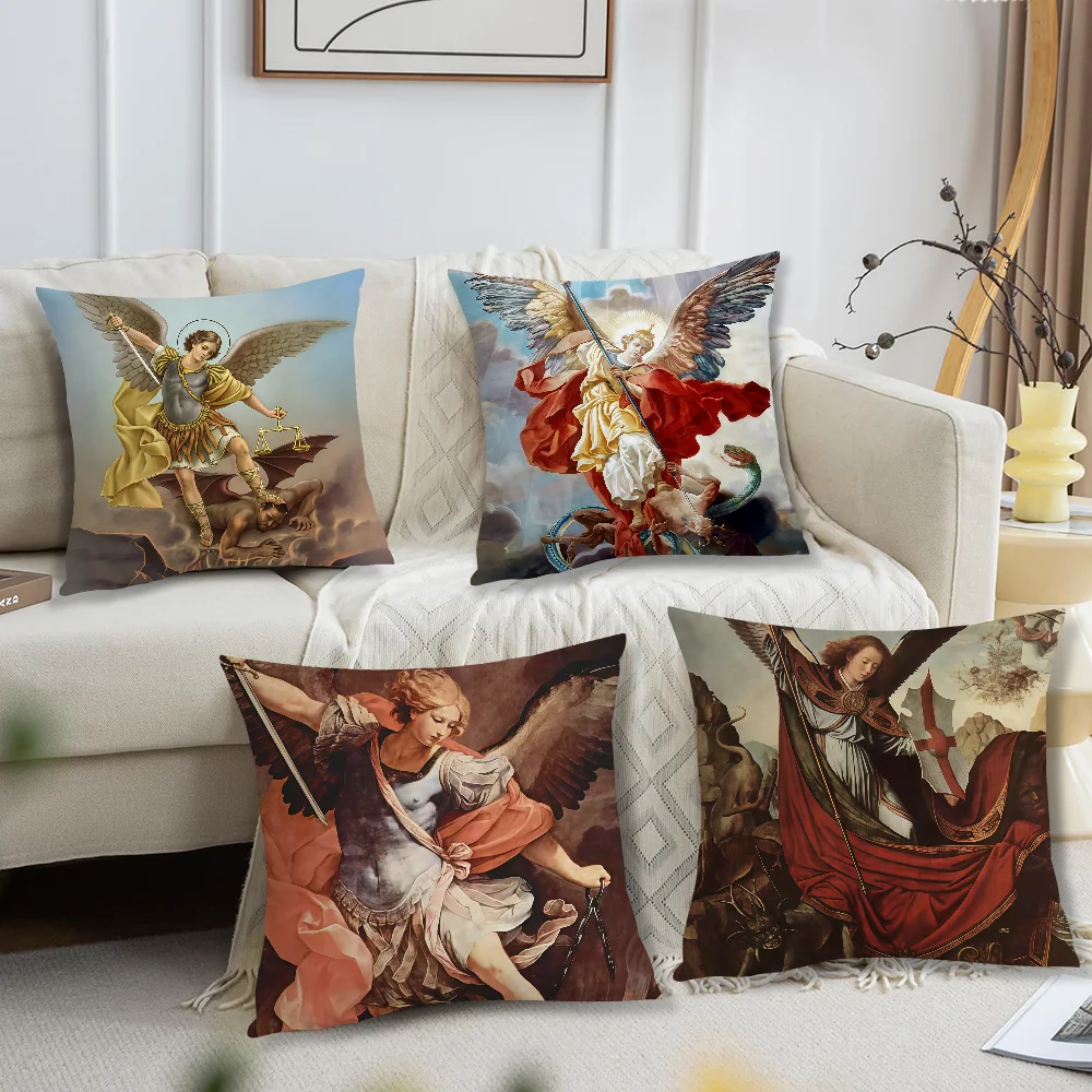St Michael Archangel Angel Catholic cushion cover For Pillow Printing Sofa Decoration Home Car Room Coffee Nordic Simplicity