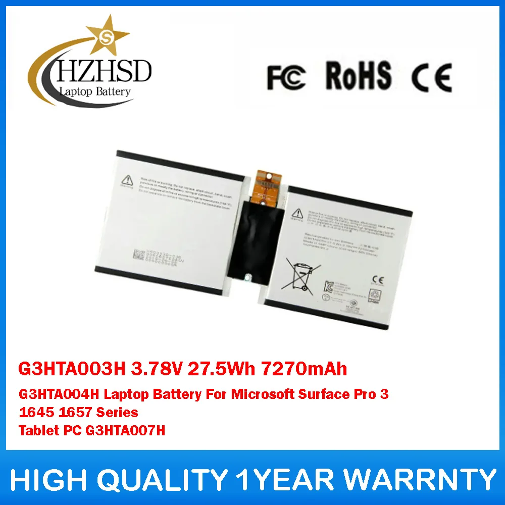 

G3HTA003H 3.78V 27.5Wh 7270mAh G3HTA004H Laptop Battery For Microsoft Surface Pro 3 1645 1657 Series Tablet PC G3HTA007H