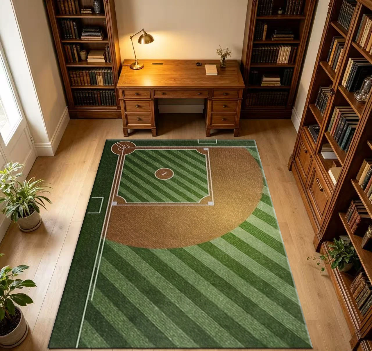 Baseball Field Sports Court Minimalist Decor Home Area Rug