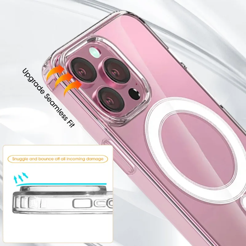 Clear Magnetic Phone Case for iPhone 15 Ultra Plus Pro Magsafe Wireless Charge Silicone Case for iPhone 15 Protective Shell