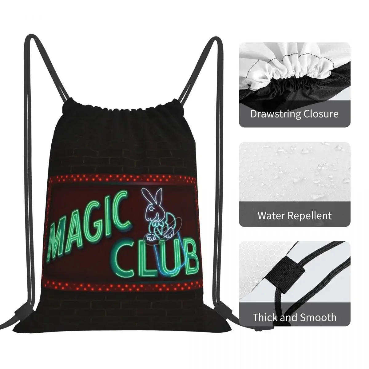 Mochilas Magic Club, bolsas con cordón portátiles a la moda, paquete con cordón, bolsa deportiva de bolsillo, bolsas para libros para hombre, mujer, estudiantes