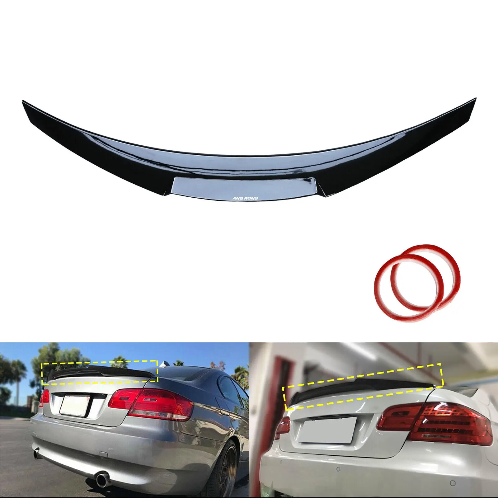 Glänzend schwarze M4 V-Stil Heckspoilerlippe für BMW 3er E90 2005–11