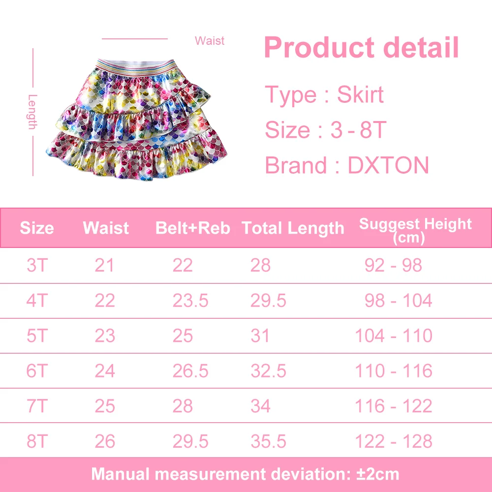 DXTON الفتيات التنانير القصيرة الملونة الاطفال اللاتينية Daning توتو التنانير الكشكشة الطبقات الأطفال تنورة الفتيات أداء المدرسة الملابس