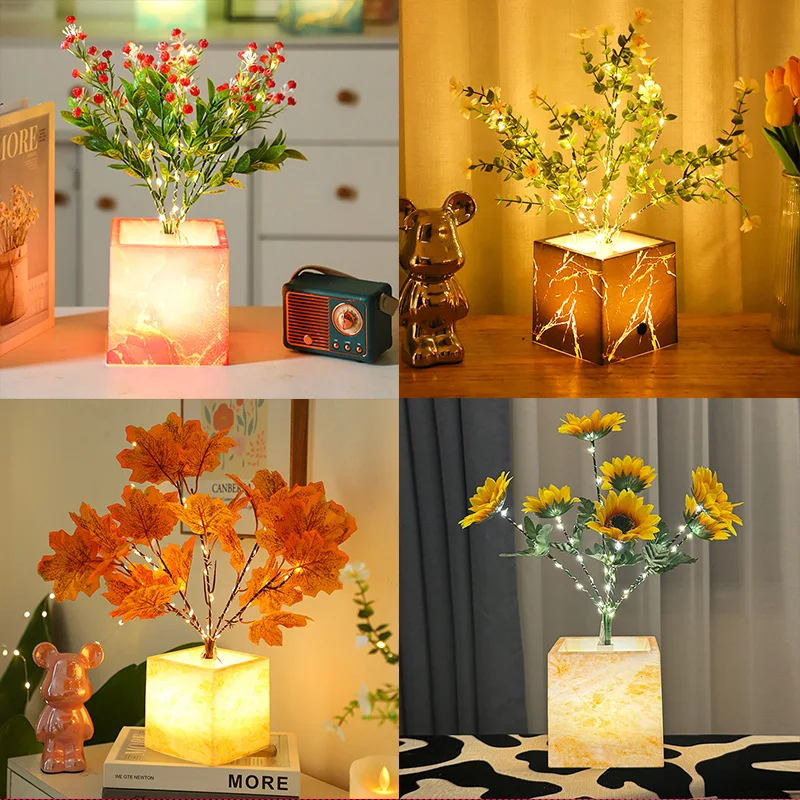 

New LED Simulation Flower Lamp Shaped Flowerpot Decorative Light Battery Charging Dual-purpose Night Light