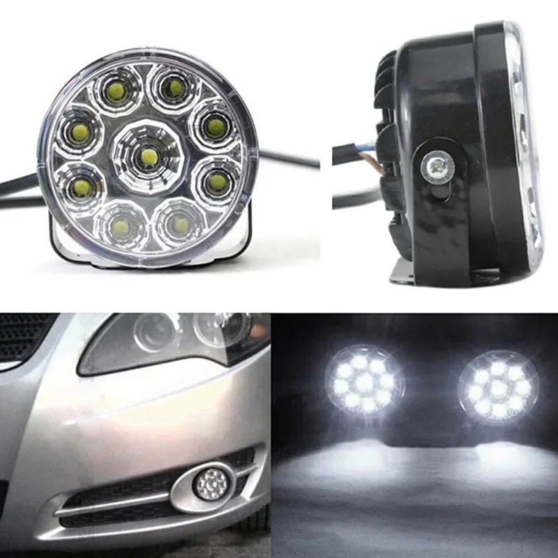 9 LED Round Daytime Running Light Car Fog Day Driving Lamp 70mm Waterproof Dustproof Accesorios Coche Car Day Lights