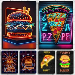Neon Poster Pizza Burger HD Pictures Canvas Paintings And Prints Wall Art For Living Room Home Kitchen Decor Frameless Gifts