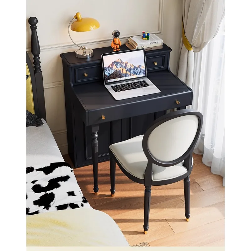 

Дизайнерский стол во французском стиле ретро, элитный учебный стол, современный черный компьютерный стол для дома, спальни, простой