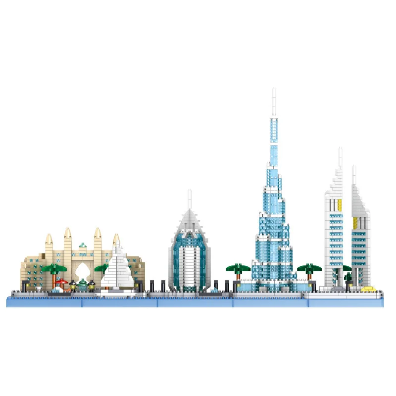 

United Arab Emirates Skyline Architecture Micro Diamond Block Dubai Landmark Nanobrick Burj Al Arab Khalifa Tower Atlantis Toy