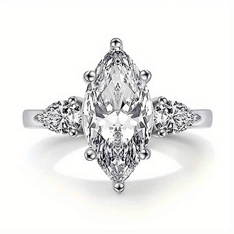 

3Carat GRA Certificate Lab Moissanite Diamond Ring For Women S925 Sterling Silver Plated Gold Engagement Rings Wedding Band