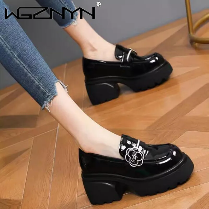 NEW Luxury Designer Brand Mary Jane High Heels Womens Platform Loafers Gothic Black Single Shoes Women Japanese JK Uniform Shoes