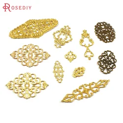 Brass Decorative Slice Spacers Flowers Shape Connector Charms Diy Jewelry Making Supplies Earrings Accessories for Women